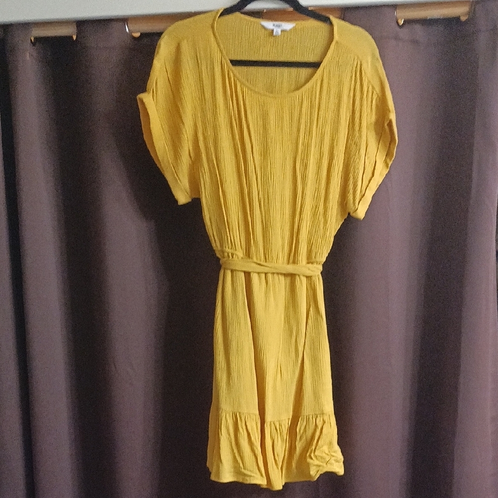 BB Dakota Yellow Pleated Dolman Sleeve Sundress